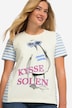 T-shirt, meeuw met letters, gestreepte achterkant, halve mouwen