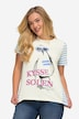 T-shirt, meeuw met letters, gestreepte achterkant, halve mouwen
