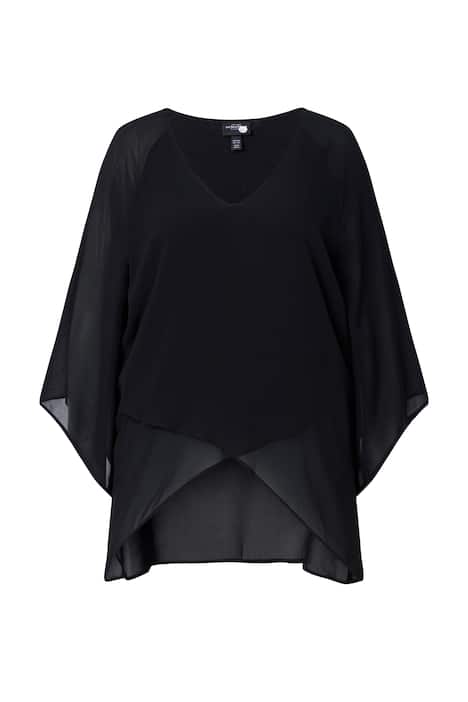 Šifonová halenka, vpředu dvouvrstvá, V výstřih, 3/4 rukáv