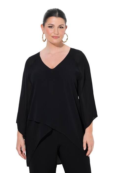 Šifonová halenka, vpředu dvouvrstvá, V výstřih, 3/4 rukáv