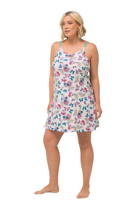 Negližé, A střih, výstřih do V, bez rukávů, špagetová ramínka