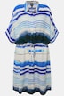 Midi-jurk, strepen, oversized, overhemdkraag, halve mouwen