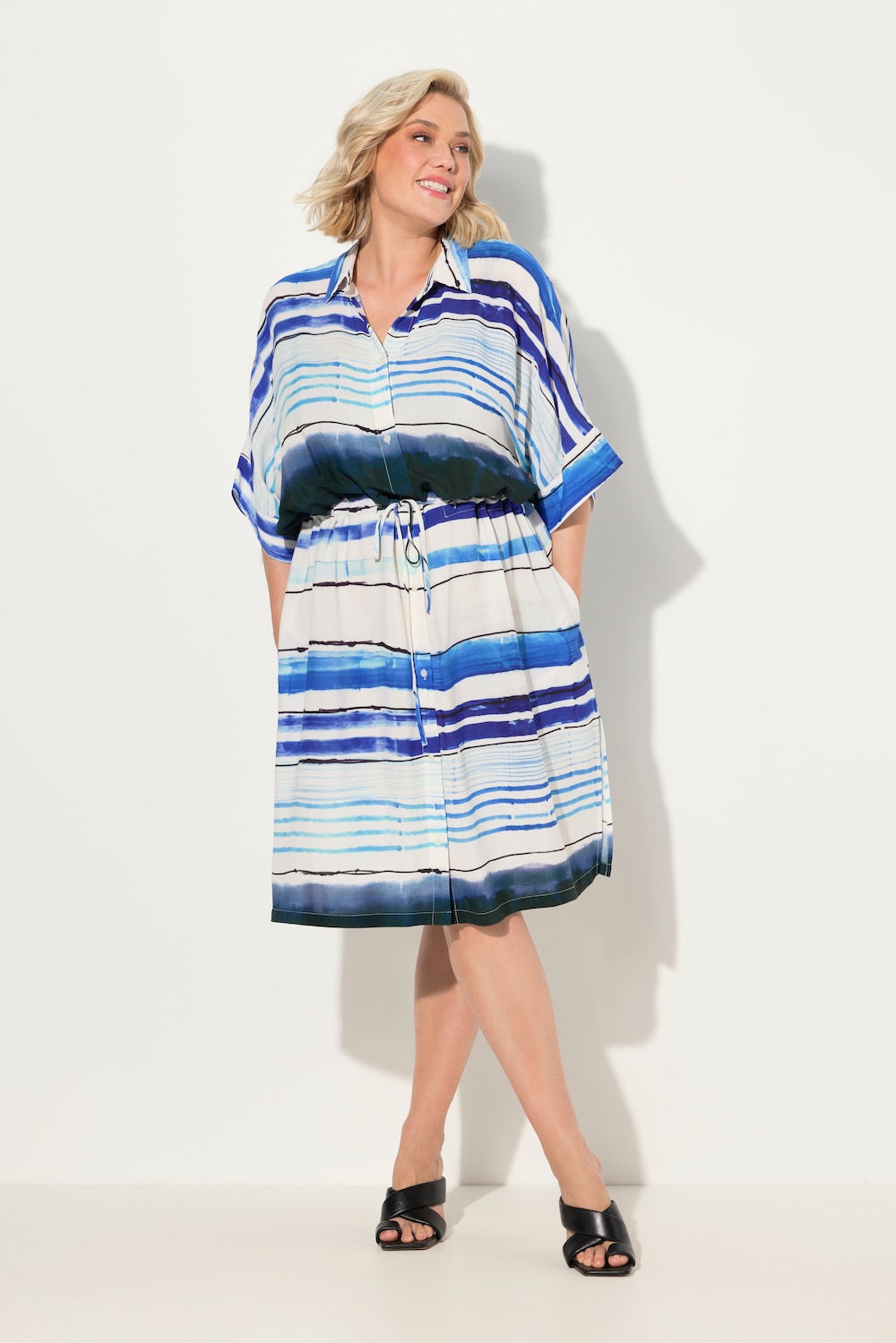 Große Größen Midikleid, Damen, blau, Größe: 54/56, Viskose, Ulla Popken