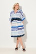 Midi-jurk, strepen, oversized, overhemdkraag, halve mouwen