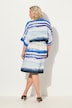 Midi-jurk, strepen, oversized, overhemdkraag, halve mouwen