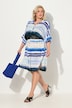 Midi-jurk, strepen, oversized, overhemdkraag, halve mouwen