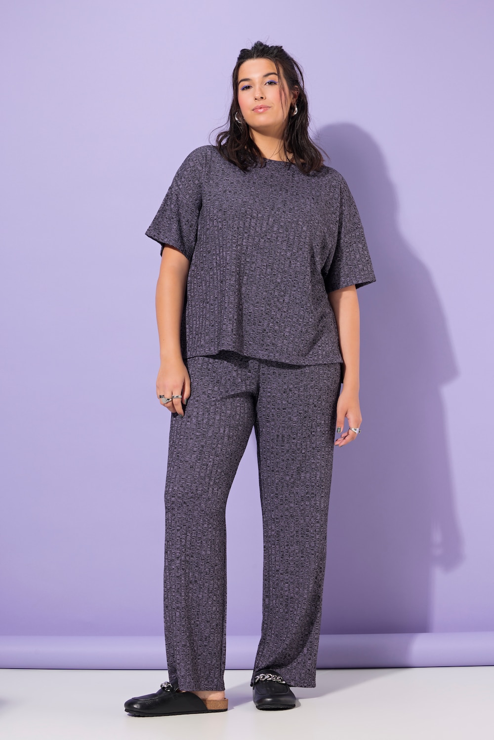 Große Größen Schlafanzug, Damen, lila, Größe: 54/56, Polyester/Viskose, Studio Untold