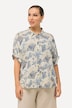 Linen Blend Short Sleeve Button Down Seashell Blouse