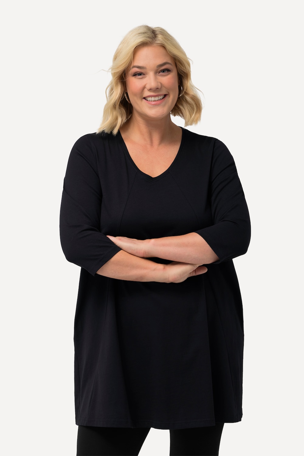 Große Größen Longshirt, Damen, schwarz, Größe: 54/56, Baumwolle, Ulla Popken