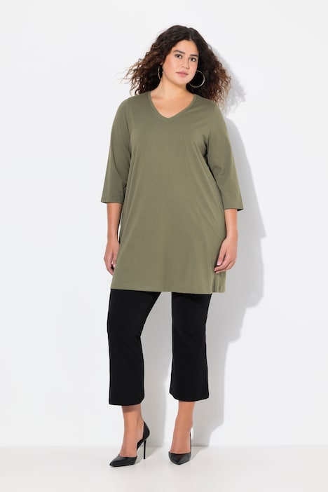 V-Neck Seam Knit  A-line Swing Tunic