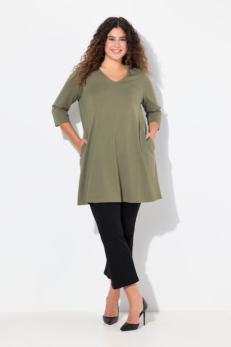 V-Neck Seam Knit  A-line Swing Tunic