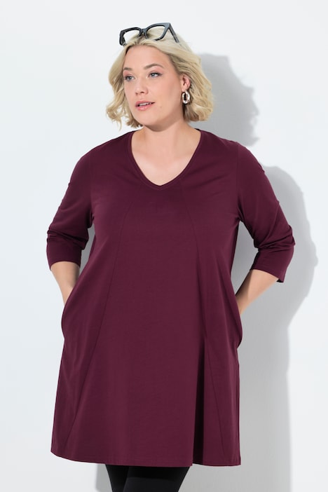 V-Neck Seam Knit  A-line Swing Tunic