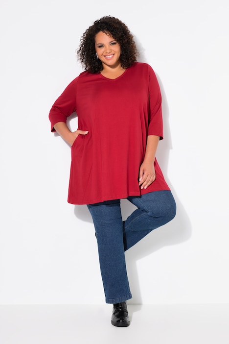 V-Neck Seam Knit  A-line Swing Tunic