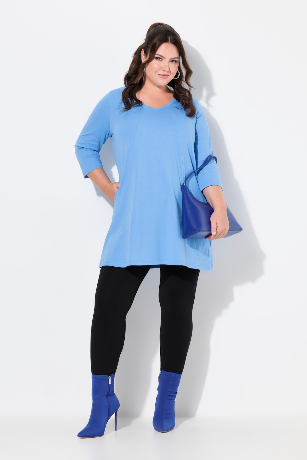 Große Größen Longshirt, Damen, blau, Größe: 58/60, Baumwolle, Ulla Popken