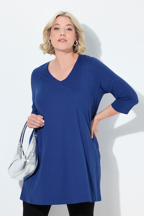 V-Neck Seam Knit  A-line Swing Tunic