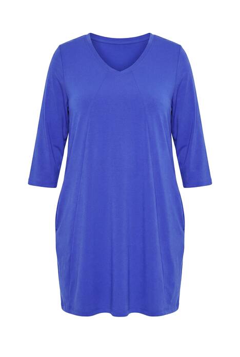 Dlouhé tričko, ozdobné švy, A střih, výstřih do V, 3/4 rukávy