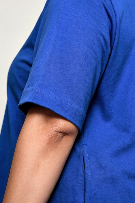 Longshirt, Ziernähte, A-Linie, V-Ausschnitt, 3/4-Arm