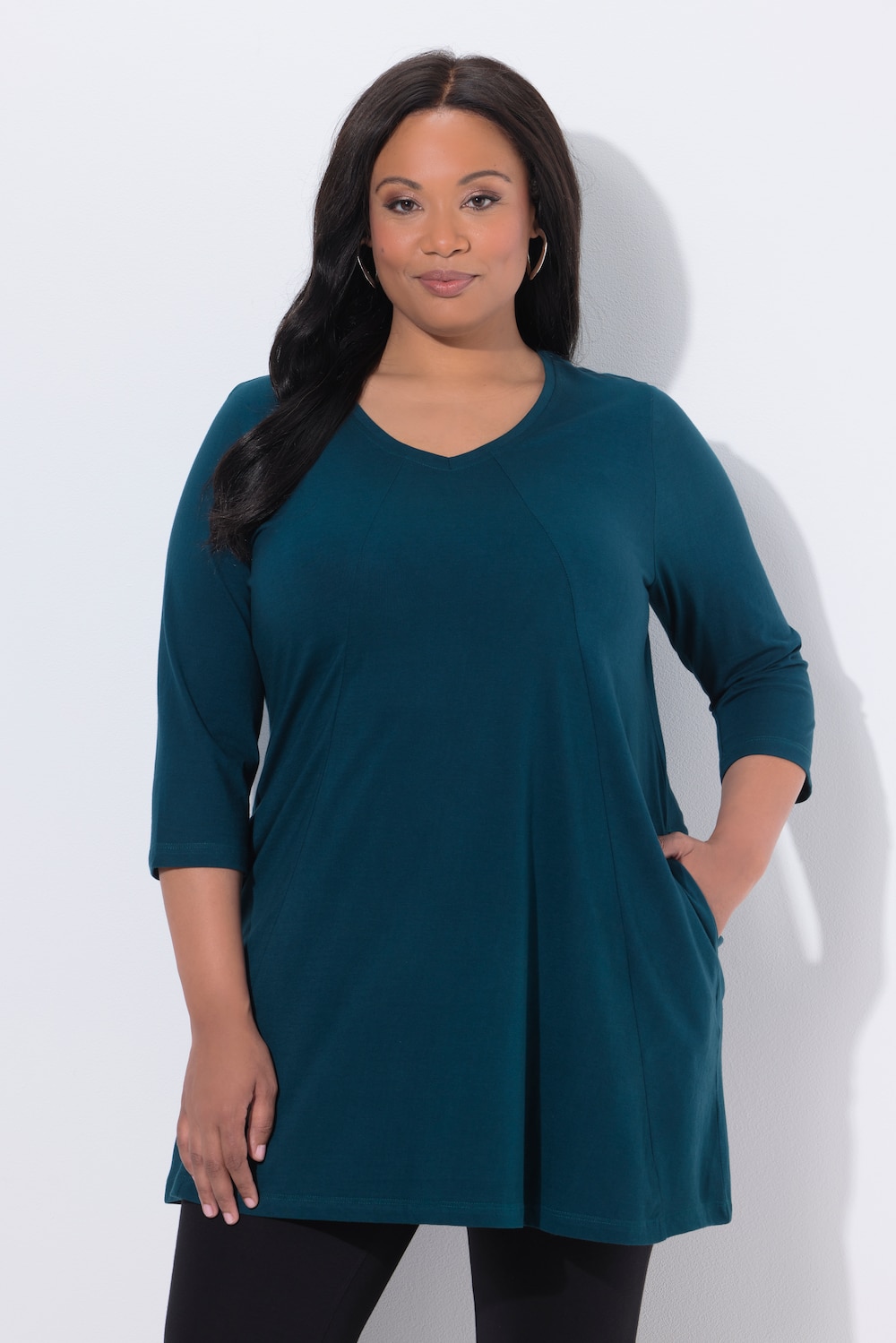 Große Größen Longshirt, Damen, türkis, Größe: 46/48, Baumwolle, Ulla Popken