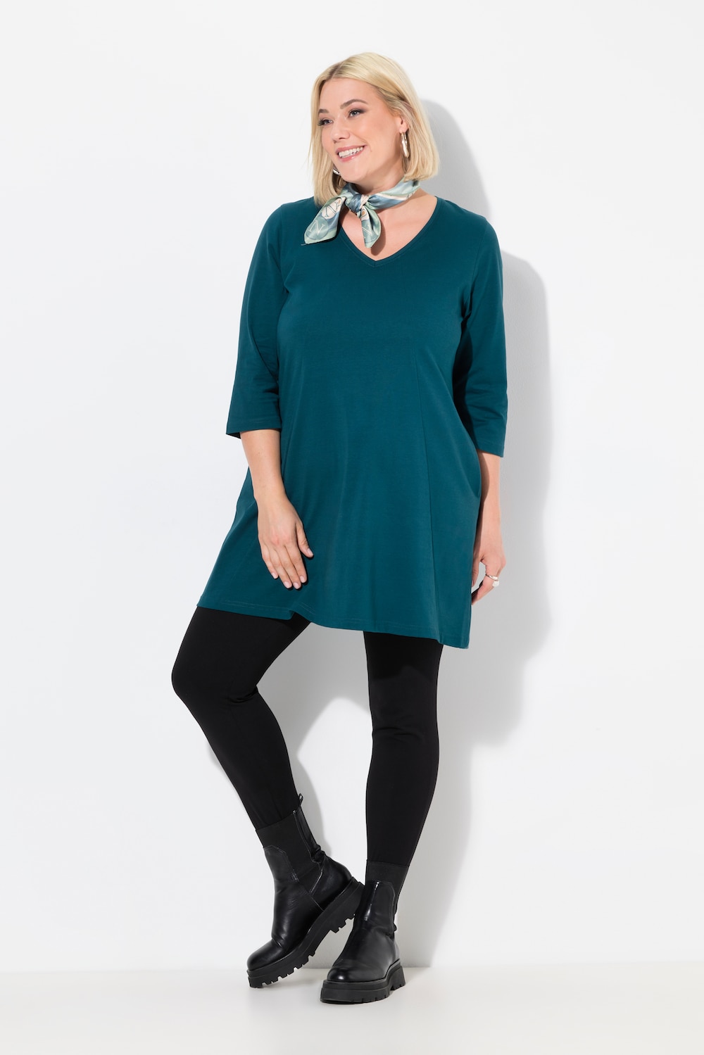 Große Größen Longshirt, Damen, türkis, Größe: 46/48, Baumwolle, Ulla Popken