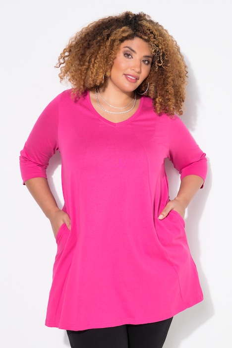 V-Neck Seam Knit  A-line Swing Tunic