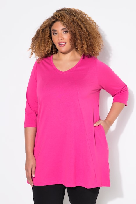 V-Neck Seam Knit  A-line Swing Tunic