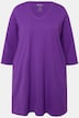 T-shirt long, décolleté en V et manches 3/4, coutures fantaisie, coupe évasée