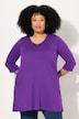 T-shirt long, décolleté en V et manches 3/4, coutures fantaisie, coupe évasée