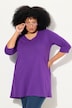 T-shirt long, décolleté en V et manches 3/4, coutures fantaisie, coupe évasée