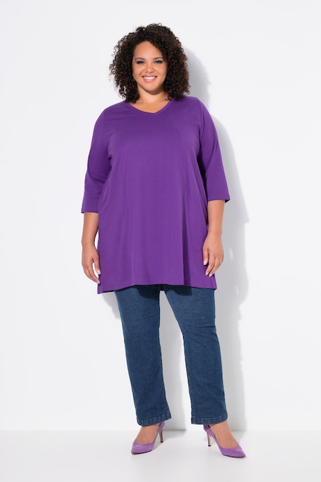 V-Neck Seam Knit  A-line Swing Tunic