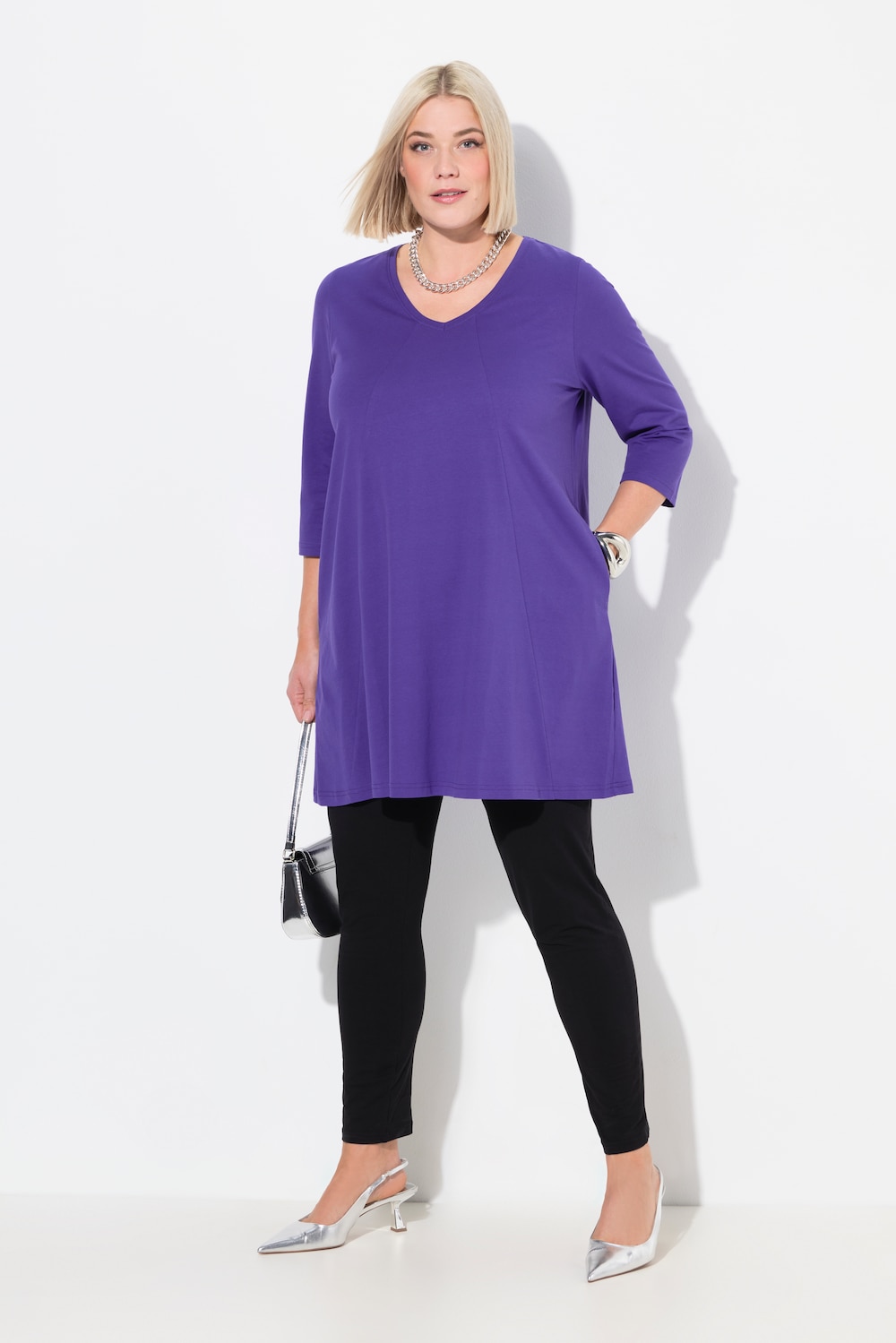 Große Größen Longshirt, Damen, lila, Größe: 66/68, Baumwolle, Ulla Popken