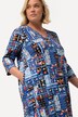 T-shirt long, style patchwork, silhouette en A, col V, manches 3/4