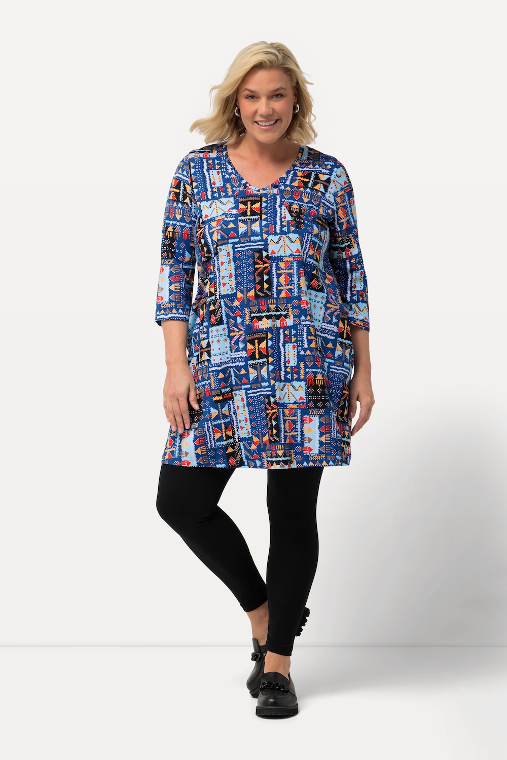 Grote Maten Longshirt, Dames, blauw, Maat: 58/60, Katoen, Ulla Popken