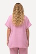 Musselin-Bluse, Oversized, Tunika-Ausschnitt, Halbarm