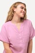 Musselin-Bluse, Oversized, Tunika-Ausschnitt, Halbarm