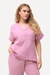 Musselin-Bluse, Oversized, Tunika-Ausschnitt, Halbarm