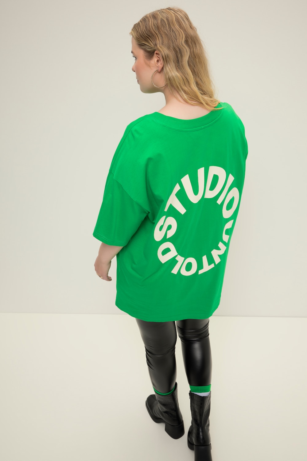 Grote Maten Oversized T-Shirt, Dames, groen, Maat: 42/44, Katoen, Studio Untold