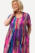 Pastel Stripe Print Empire Pocket Short Sleeve Knit Dress
