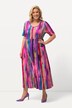 Pastel Stripe Print Empire Pocket Short Sleeve Knit Dress
