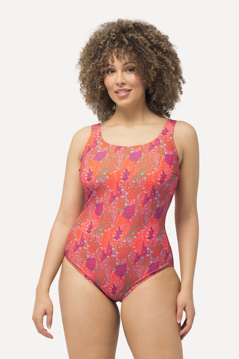 Coral Print One Piece Cupless Swimsuit