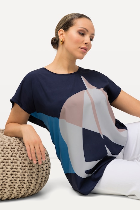 Geometric Boat Cap Sleeve Tee