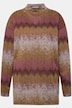 Longsleeve, oversized, glitter zigzag-strepen, opstaande kraag, zijsplit