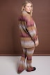 Longsleeve, oversized, glitter zigzag-strepen, opstaande kraag, zijsplit