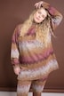 Longsleeve, oversized, glitter zigzag-strepen, opstaande kraag, zijsplit