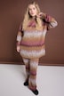 Longsleeve, oversized, glitter zigzag-strepen, opstaande kraag, zijsplit