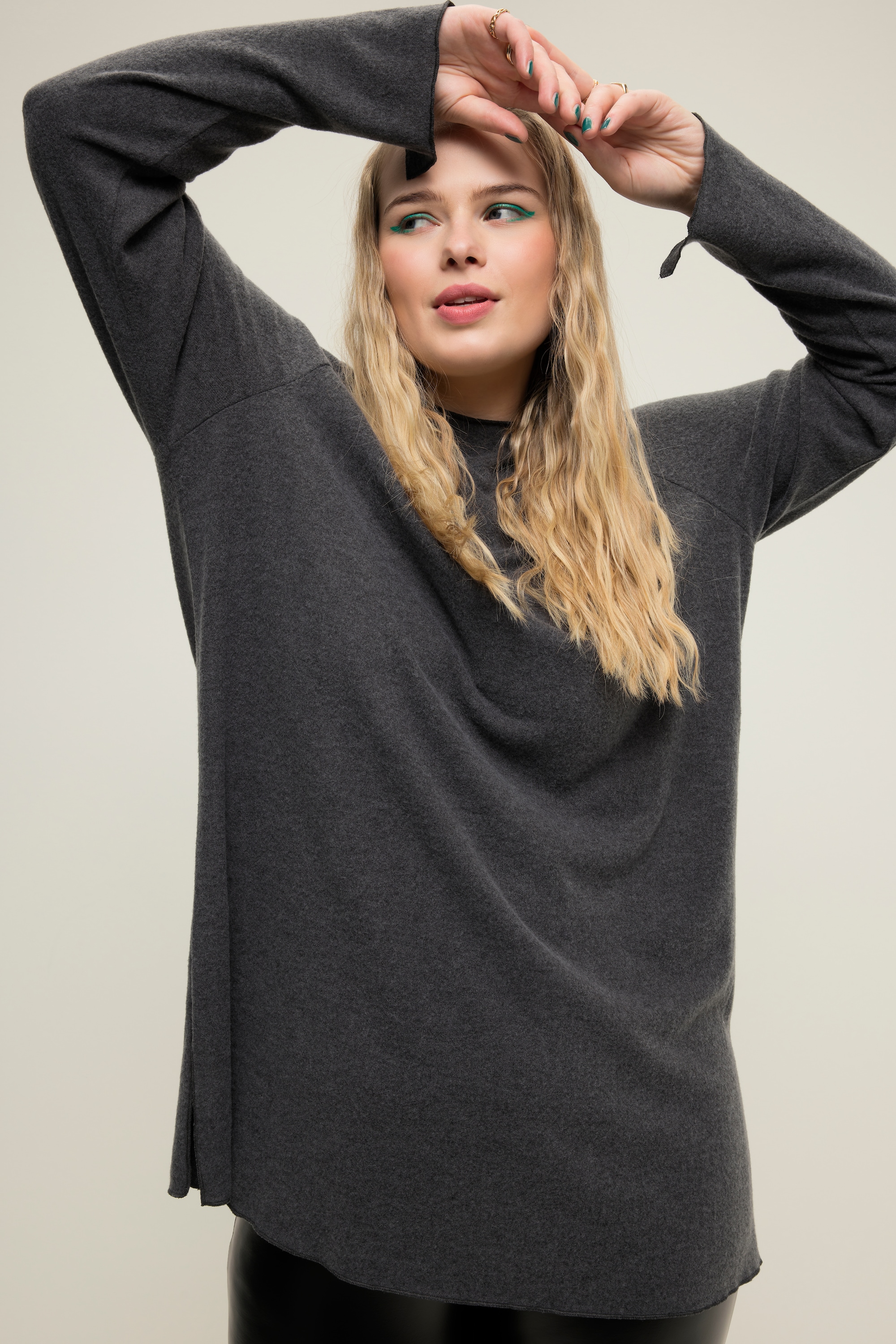 Studio Untold Damen große Größen Longsleeve A Line Stehkragen