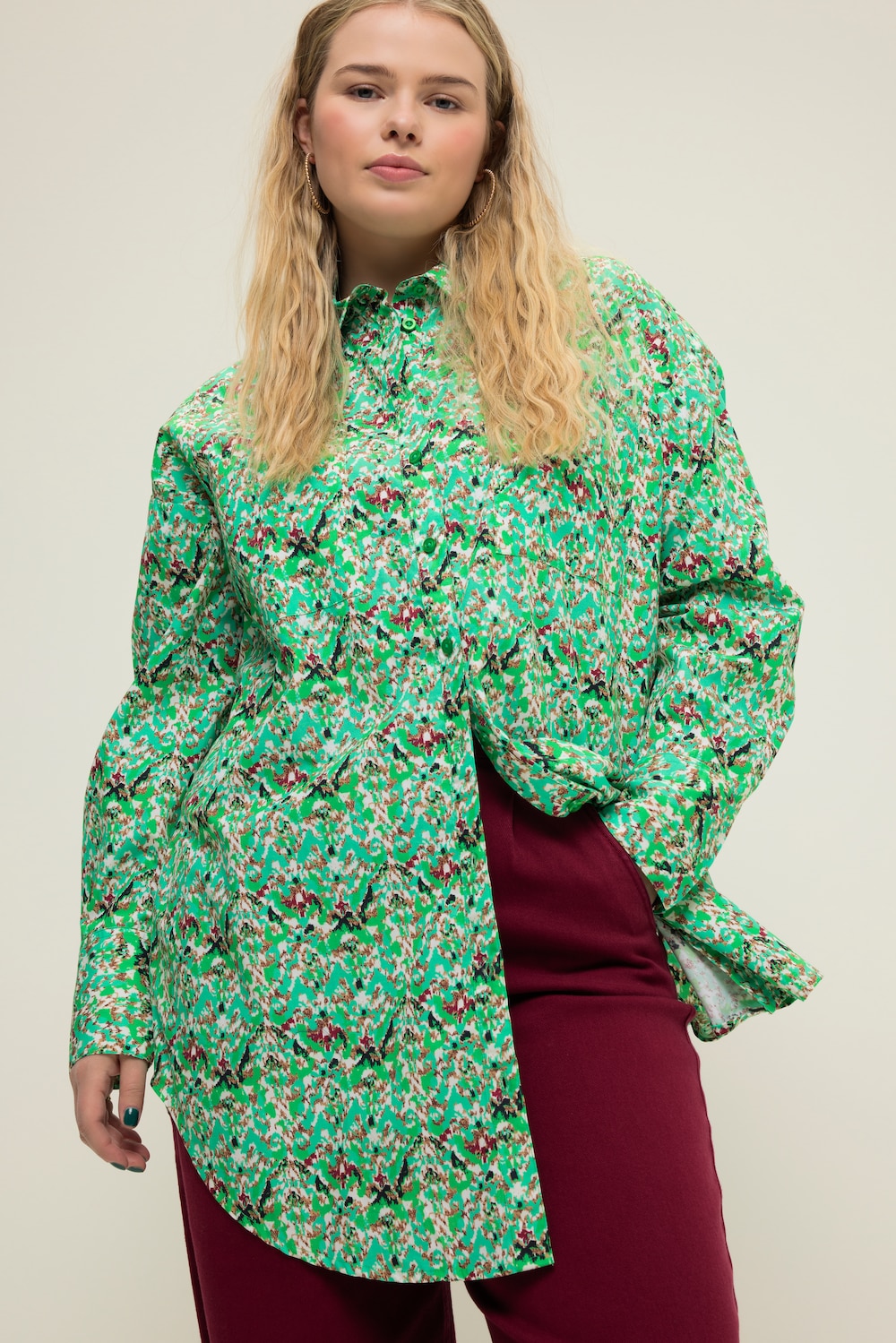 Grote Maten Shirtblouse, Dames, groen, Maat: 54/56, Katoen, Studio Untold