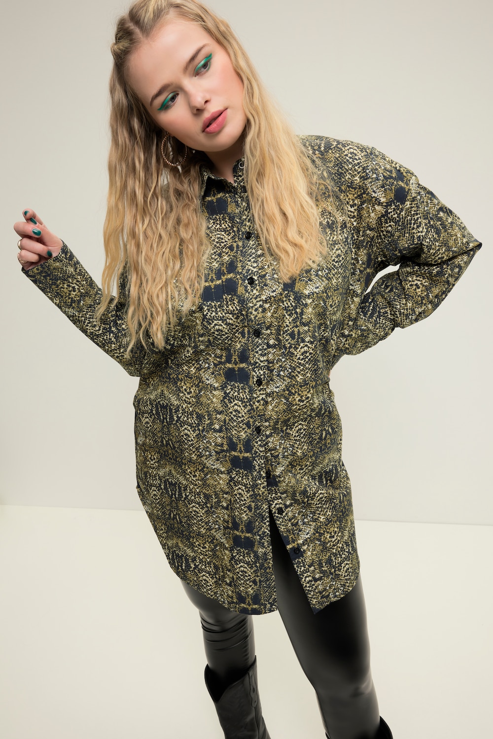 Grote Maten Shirtblouse, Dames, bruin, Maat: 50/52, Katoen, Studio Untold