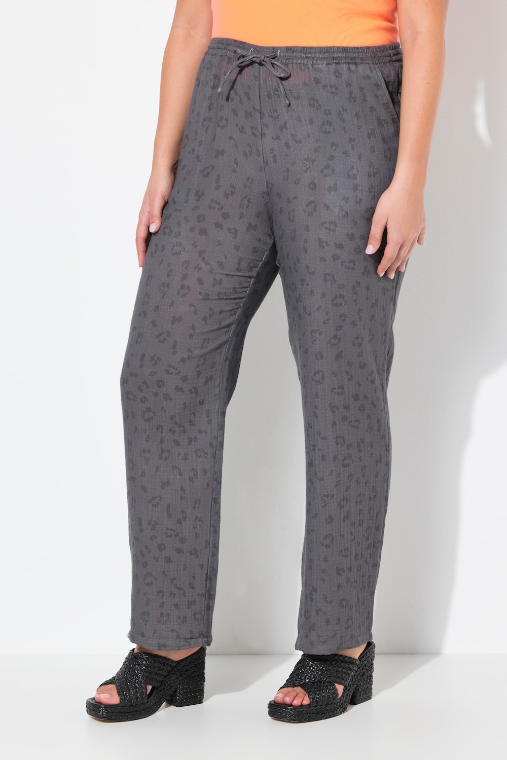 Große Größen Musselin-Schlupfhose Rose, Damen, grau, Größe: 42/44, Baumwolle, Ulla Popken