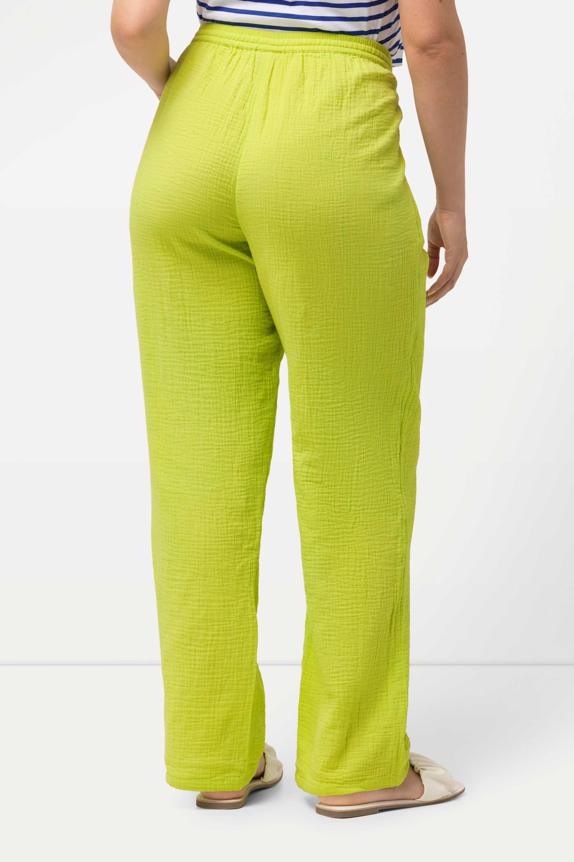 Ulla Popken Damen große Größen Musselin Schlupfhose Rose weites Bein