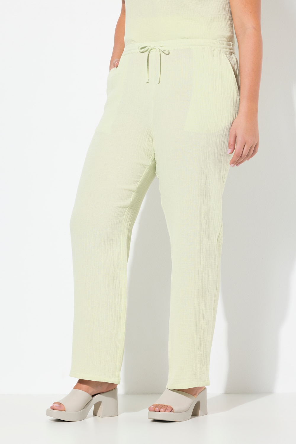 Große Größen Musselin-Schlupfhose Rose, Damen, beige, Größe: 50/52, Baumwolle, Ulla Popken